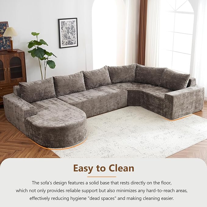 Ball & Cast Oversized Modular Sectional Sofa Cloud Couch,141.7" Modern Upholstered Couch w/Deep Seat Comfy Couches,Minimalist Sleeper Sofas,for Living Room,Apartment,Brown