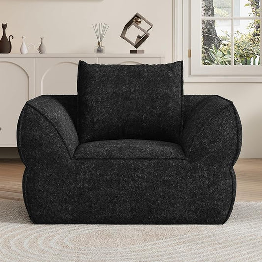 42.5" Single Cloud Sofa, Boneless Couch for Small Spaces, Modern Comfortable Upholstery Sofas with Pillows for Living Room, Apartment, Dorm, Office, Removable Cover, No Assembly Required