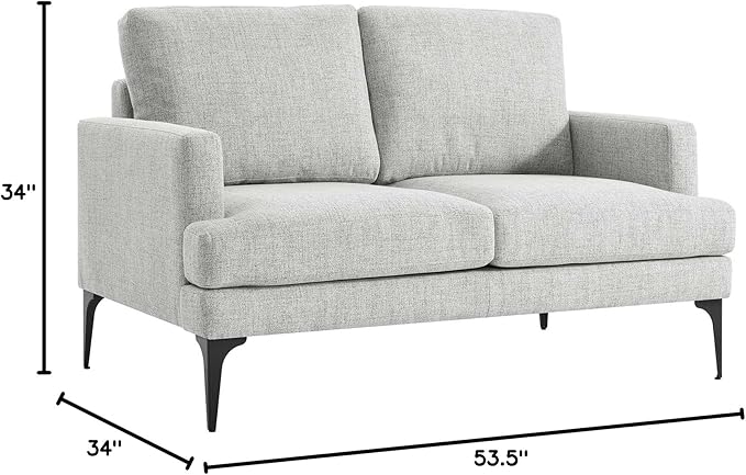 Modway EEI-6006-LGR Evermore Upholstered Fabric Loveseat, Light Gray