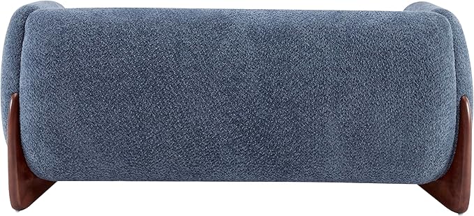 Merax 63 Inch Modern Boucle Upholstered 2-Seater Sofa, Chenille Fabric Loveseat with Solid Wood Legs, Low Profile Small Couch for Living Room, Navy Blue