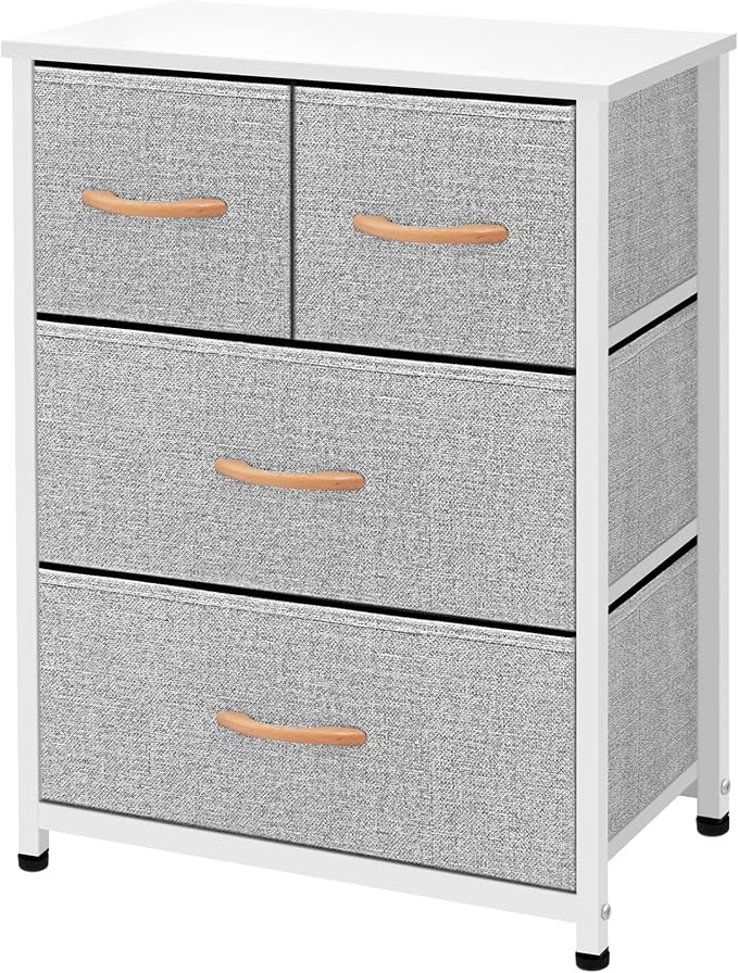 AZL1 Life Concept Dresser Storage Furniture Organizer-Large Standing Chest for Bedroom, Office, Entryway, Living Room and Closet-4 Removable Fabric Drawers, Light Grey by AZL1LifeConcept