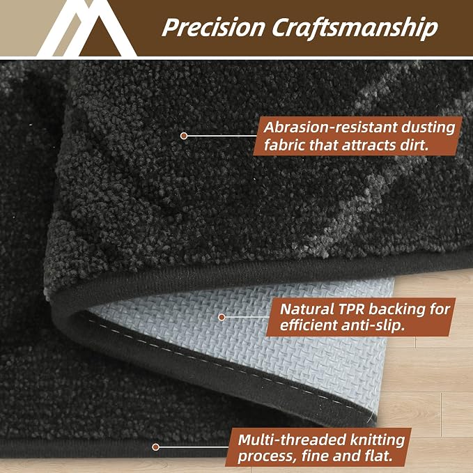 COSY HOMEER Front Door Mat Low Profile Non-Slip Doormat for Entryway, Absorbent Dirt Trapper Washable Entrance Mat, Sturdy Polyester Doormats (32"x20", Dark Gray) - Image 3