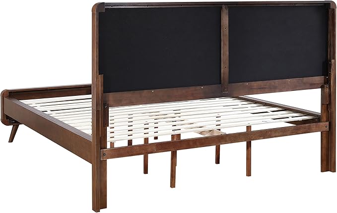Coaster Home Furnishings Robyn Contemporary 4-Piece Bedroom Set Fabric Upholstered California King Size Panel Bed Frame 53-inch Headboard Dark Walnut 205131KW-S4