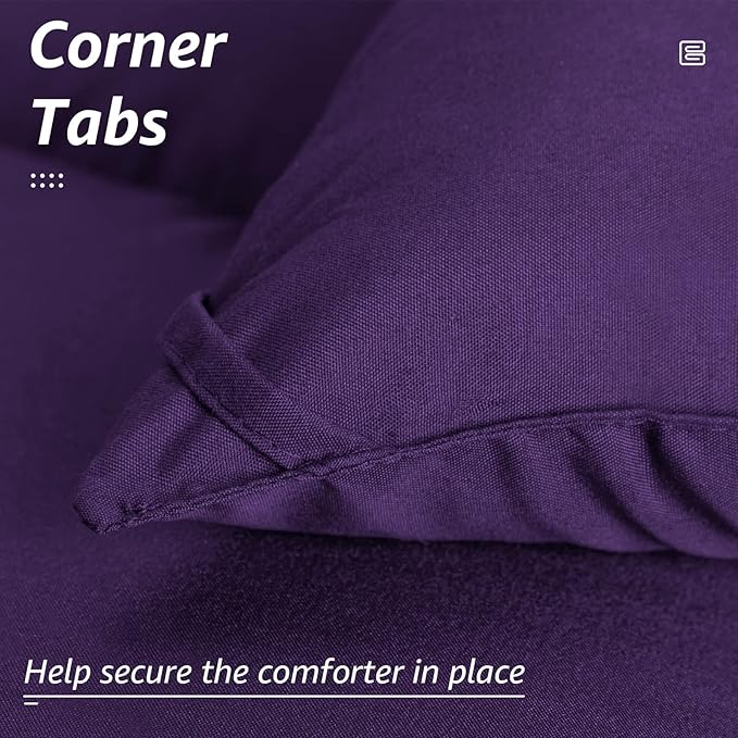 HYLEORY All Season California King Size Bed Comforter - Cooling Down Alternative Quilted Duvet Insert with Corner Tabs - Winter Warm - Machine Washable - Purple