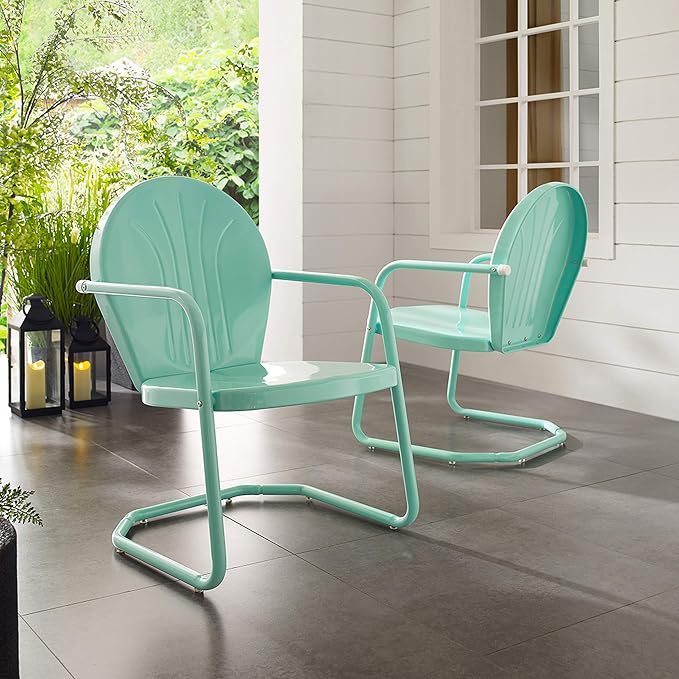 Crosley Furniture Griffith Outdoor Chair, Retro Metal Patio Chairs for Dining, Porch, Deck, Balcony, Aqua - Image 17