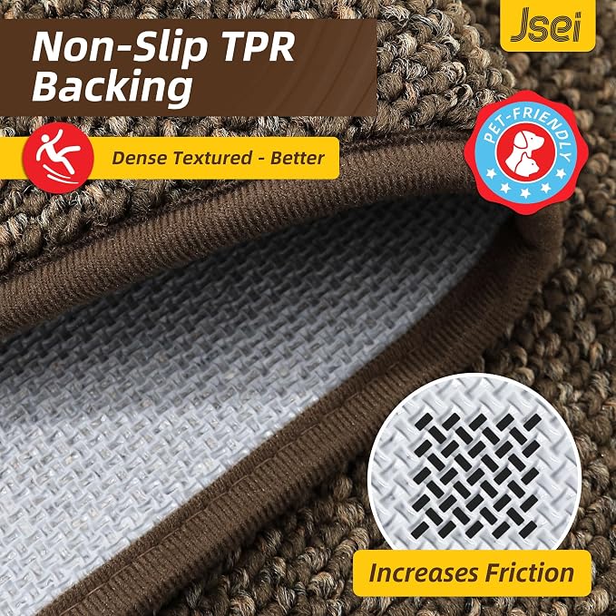 JSEI Dirt Trapper Door Mat 24"x36" Non-Slip Washable Entrance Mat, Dog Doormats, Absorbent & Fade-Resistant Floor Mats, Low Profile Welcome Mats for Entryway, Front Door, and Inside Entrance, Brwon - Image 6
