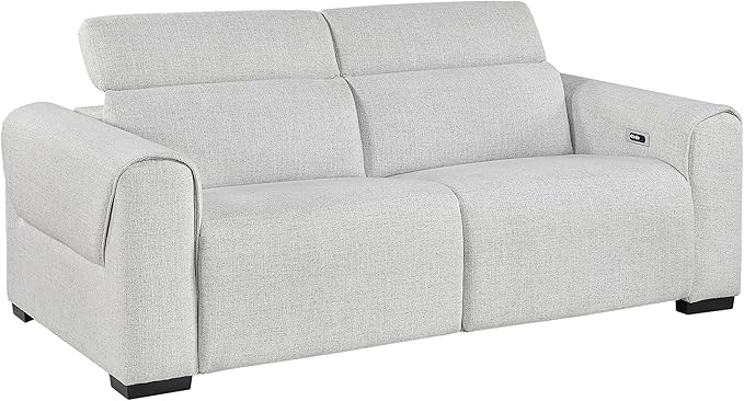 Lexicon Power Reclining Sectional Couches for Living Room-Modular Sectional Sofa, Wall Hugger, 2 Recliner Seats, Power Headrests, Charging Ports, 2 Seater Couch, Chenille Cloud