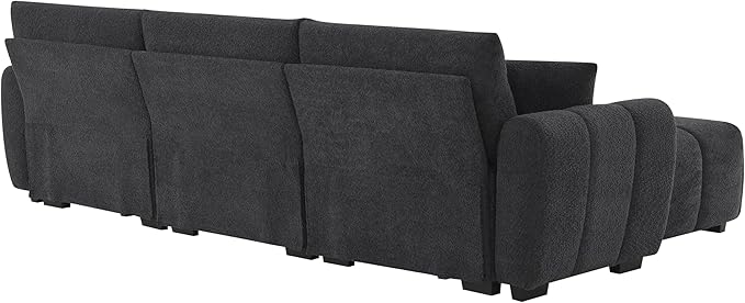ERYE 110" L-Shaped Sectional Sofa 4 Seat Tufted Sofa Couches with Ottoman, Oversized Tufted Boucle Upholstered Corner Sectional Couch for Living Room Home Apartment