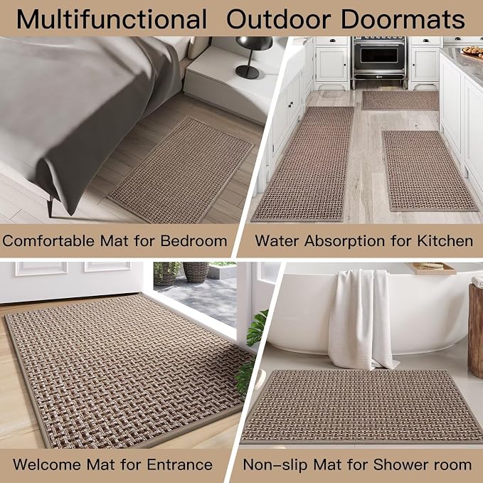 YDKGL Door Mat 31x47, Dirt Resistant and Absorbent, Non-Slip Rubber Backing Floor Mats, Easy Clean Low-Profile Doormat for Entryway, Front Door, Inside Entrance Brown - Image 8