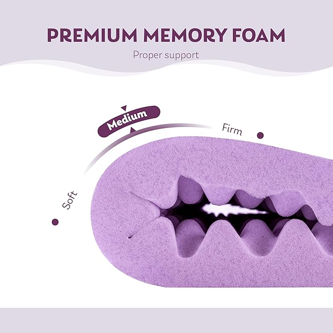 2 Inch Egg Crate Twin XL Memory Foam Mattress Topper, Cooling Gel Infused Foam Mattress Topper for Pressure Relief, CertiPUR-US Certified Twin XL Bed Topper, Purple, 38"×80"