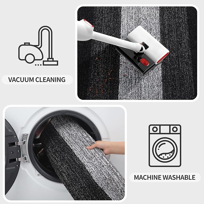 Kitinjoy Indoor Outdoor Door Mat, 40x32 Non-Slip Absorbent Dirt Trapper, Low-Profile Washable Inside Entrance Front Floor Mat, Sturdy Soft Entry Doormats for Entryway, Black - Image 5