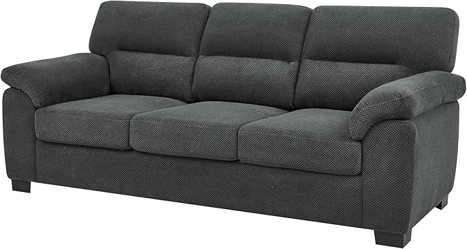 Ball & Cast 3 Seater Sofa Couch with Deep Seats,81" Modern Upholstered Sofa with Padded Armrests, Comfy Couches for Living Room,Apartment and Office,Dark Gray