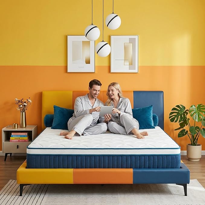 14″ King Hybrid Mattress – Cooler, Quieter & Deeper Comfort, Airflow Foam + Pocket Coils, 2″+ Plush Cushion, Heavy-Duty Support, CertiPUR-US, Fiberglass-Free, Mattress in a Box