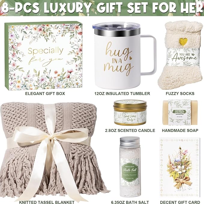 Self Care Gifts for Women Get Well Soon Gifts, Mothers Day Birthday Gifts for Women Care Package, Sympathy Gift Baskets Spa Gifts Thinking of You Inspirational Gifts for Mom Her Sister Grandma Friends
