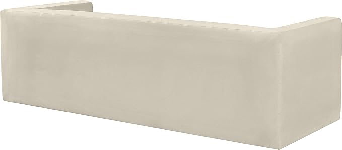 Meridian Furniture 665Cream-S Henson Collection Modern | Contemporary Velvet Upholstered Sofa with Rich Cream Velvet, Solid Wood Frame, 89.5" W x 34.5" D x 28" H, Cream