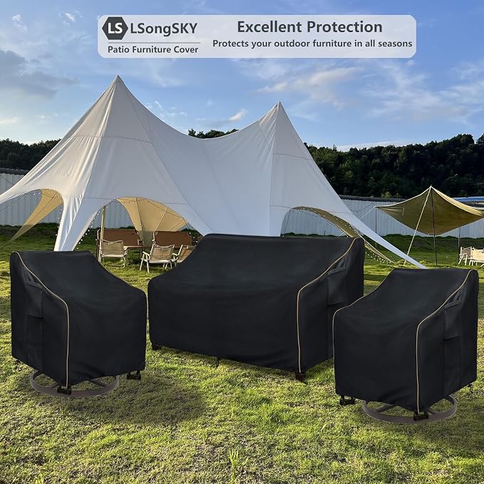 Outdoor 2-Seater Loveseat Cover,Patio Sofa Covers Fits up to 58W x 32.5D x 31H Inches,100% Waterproof Heavy Duty Patio Furniture Covers,Black - Image 5