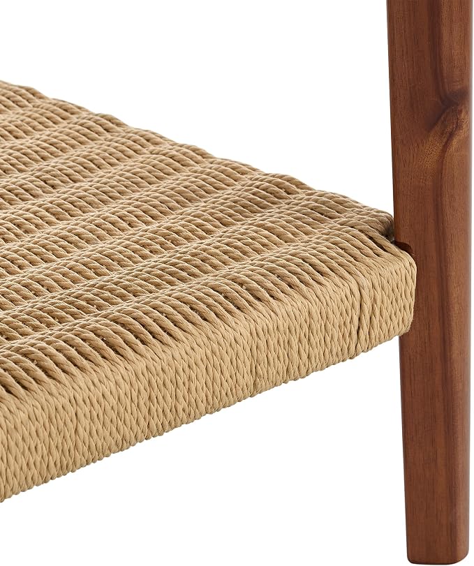 Alaterre Furniture Calais 2-Tier Solid Wood End Table with Woven Storage Shelf – Mid Century Modern Nightstand or Side Table for Living Room, or Bedroom (Chestnut) - Image 11
