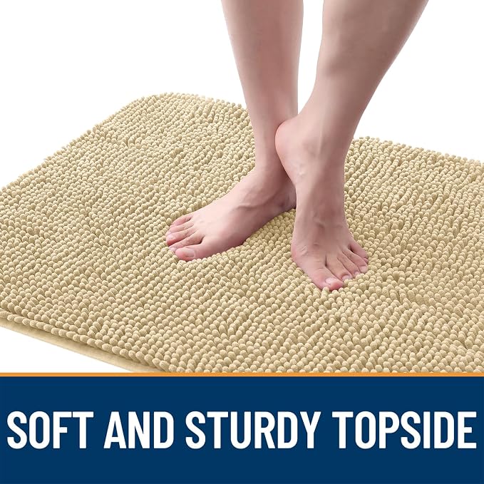 OLANLY Dog Door Mat for Muddy Paws 47x24, Absorbs Moisture and Dirt, Absorbent Non-Slip Washable Doormat, Quick Dry Chenille Mud Mat for Dogs, Entry Indoor Entryway Carpet for Inside Floor, Sand - Image 4