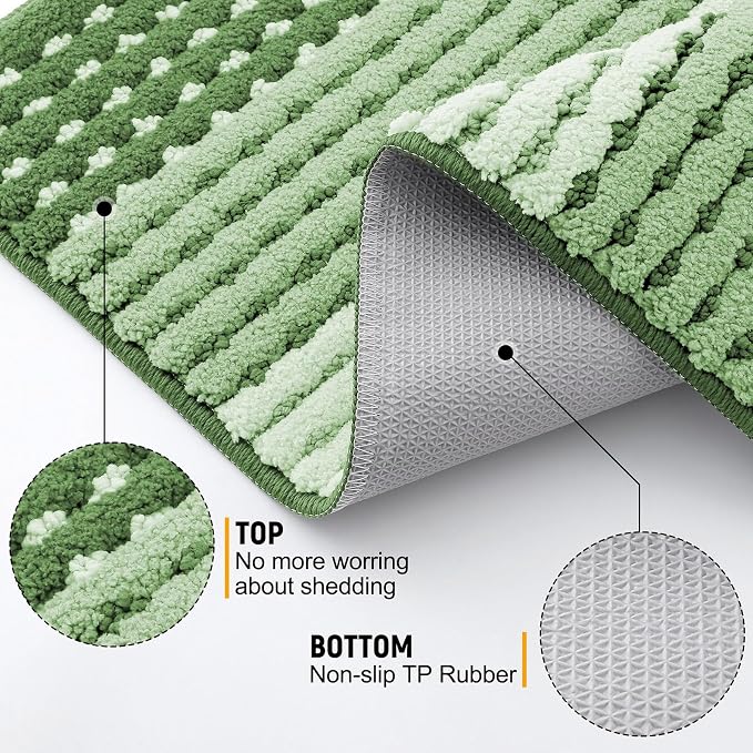 Kitinjoy Indoor Outdoor Door Mat, 48x32 Non-Slip Absorbent Dirt Trapper, Low-Profile Washable Inside Entrance Front Floor Mat, Sturdy Soft Entry Dotted Ombre Doormats for Entryway, Sage Green - Image 3