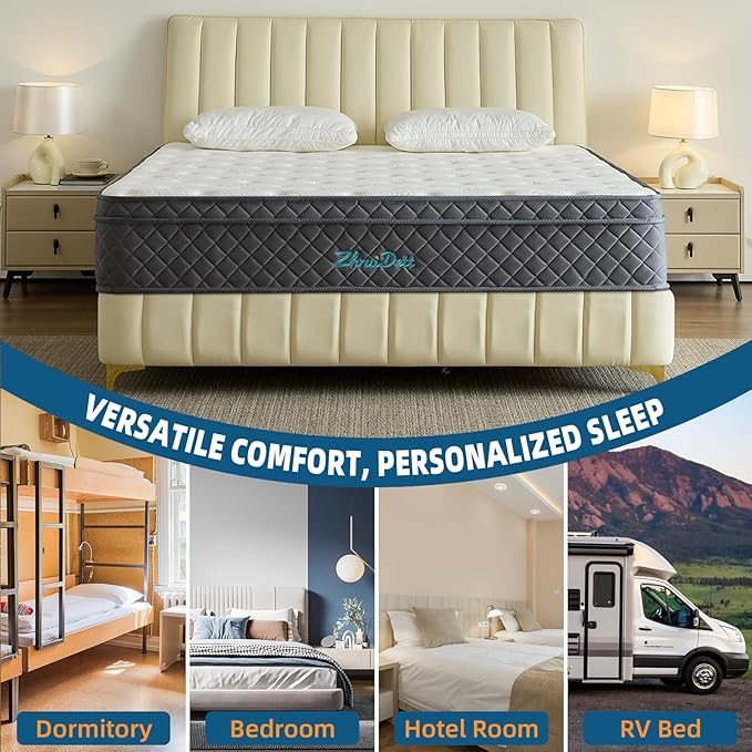 Queen Mattress 12 Inch Queen Size Mattresses in a Box Memory Foam Hybrid Bed Mattress for Silent Sleep with Pocket Spring Motion Isolation,Pressure Relief,Fiberglass Free,Medium Firm Feel