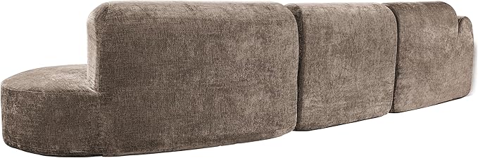 Christopher Knight Home Grelyn 140" Modular Sectional Sofa Couch, Wool Fabric Boneless Cloud Couch, Fully Compressed Home Sofa Living Room, 3-Piece Lounge Sofa with Chaise, Fully Assembled, Brown