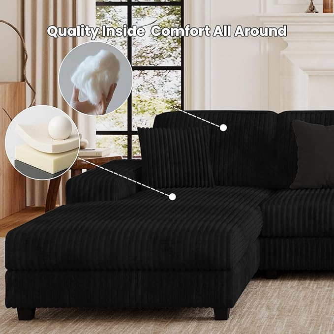 ERYE U-Shaped Modular Sectional Sofa Convertible Symmetrical Sofa Couch with Removable Chaise Lounges, U Shaped Double Chaises Sectional Couches with Storage Armrests
