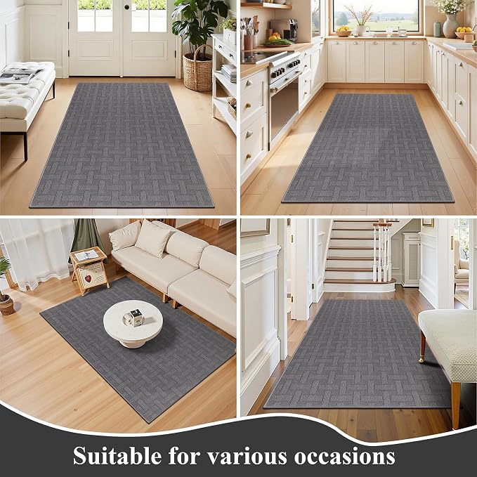 Ileading Indoor Door Mat 3x5ft Absorbent Dog Mats for Muddy Paws,Machine Washable Small Living Room Area Rug with Non-Slip Rubber Backing Low-Profile Inside Carpet for Hallway,Entryway,Kitchen(Grey) - Image 7