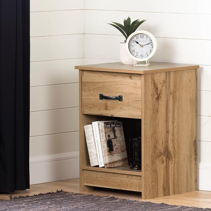 South Shore Tassio 1-Drawer Nightstand Nordik Oak, Farmhouse - Image 2