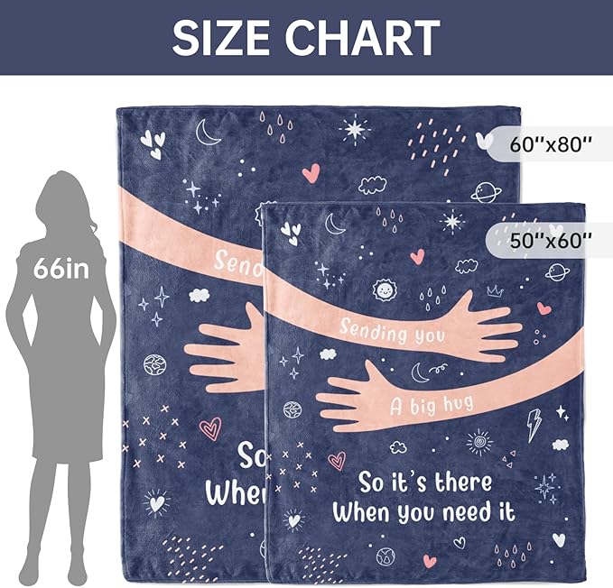 Afterprints Get Well Gifts for Women Men, Hug/Healing Blanket, Thinking of You/Cancer Care/Sympathy/After Surgery Gifts for Friends, Sister, Coworkers, Soft Throw Blankets 60'' x 80''