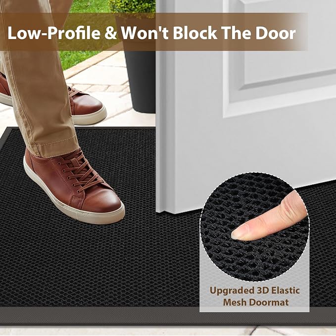 Front Door Mat Outside Entrance 32"x48" Black,Heavy-Duty Dirt Trapper Outside Welcome Mat, Non Slip Durable Rubber Entrance Doormats for Entryway Porch, Stain Resist Waterproof All-Season All-Weather - Image 5