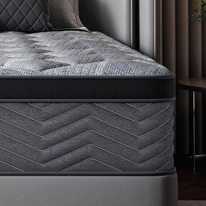 Queen Mattress 12inch - Hybrid Memory Foam Mattresses in a Box Individual Pocket Spring Motion Isolation Pressure Relief Medium Firm Comfortable Matress