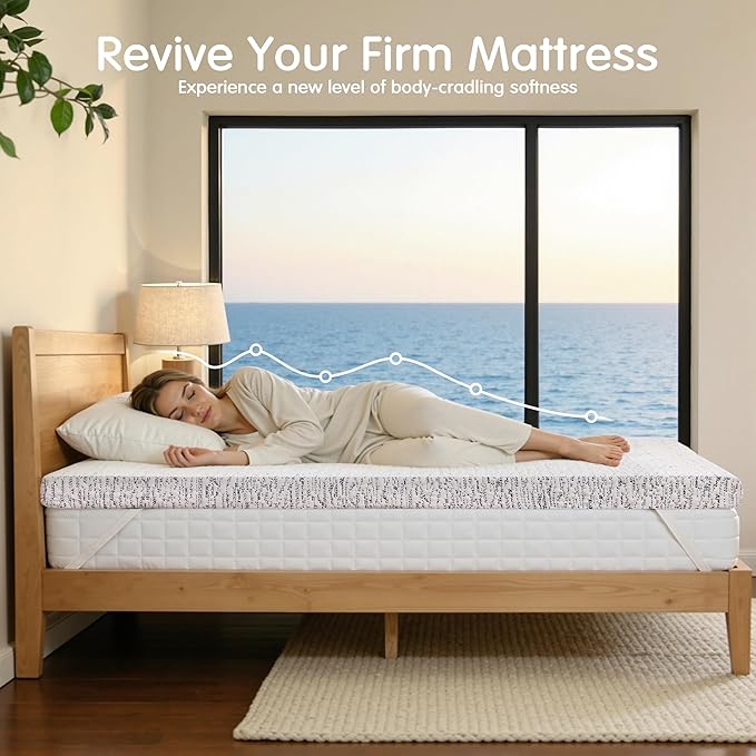 Hokway 3 Inch Memory Foam Mattress Topper with Mosaic Cover Memory Foam Queen Mattress Pad Bed Topper Ventilated High Density Pad, CertiPUR-US Certified