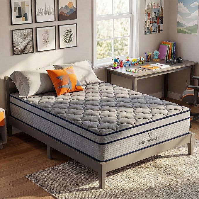 Twin Size Mattress 10 Inch, Medium Firm Boxed Hybrid Mattress, Cooling Gel Memory Foam & Motion Isolation Pocket Coils, 350lbs+ Edge Support, Fiberglass-Free, 365-Night Trial, for Bunk Beds, RV, Teen