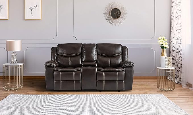 Lexicon Bay Manual Double Glider Reclining Loveseat, Dark Brown