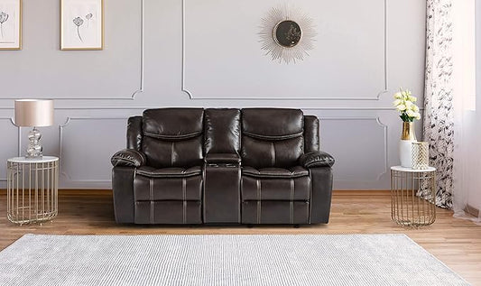 Lexicon Bay Manual Double Glider Reclining Loveseat, Dark Brown