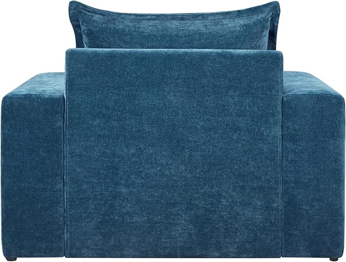 Christopher Knight Home Aylen Modern Chenille Upholstered Accent Chair with Wide Armrests, Wooden Living Room Club Chair, Bedroom Comfy Reading Chair with Back Pillow, Blue
