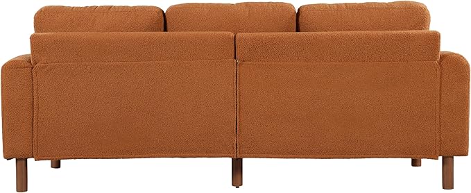 Christopher Knight Home Yadil Teddy Fleece Upholstered 3 Seater Sofa Couch, Wooden Home Sofa Living Room, Comfy Cloud Couch for Bedroom, Home Office, Orange