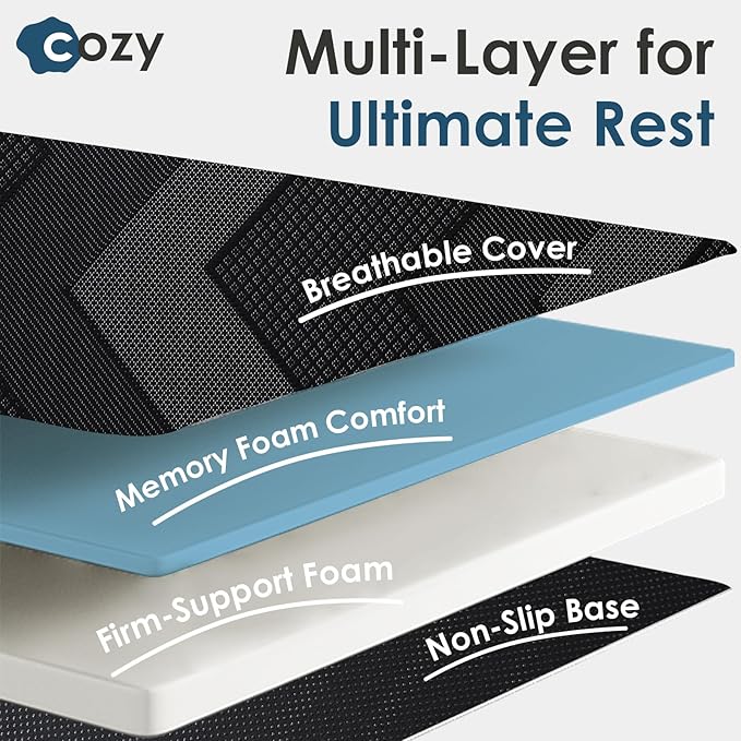 INGEROOM Foldable Mattress Single - Memory Foam 4 inch Trifold Mattress for Camping, with Portable Handle, Non-Slip Folding Floor Bed Sofa for Guest Travel Yoga, Washable Breathable Cover