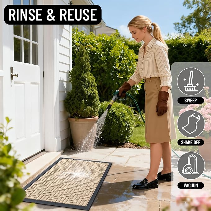 OLANLY Front Door Mat Outside Entrance 71x47, Absorbent, Heavy Duty Sturdy Natural Rubber Doormat Indoor Outdoor, Non-Slip, Stain and Fade Resistant, Low Profile Floor Mat for Entryway, Latte White - Image 8