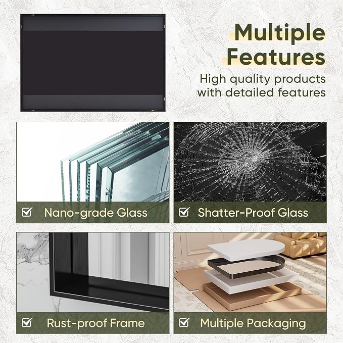 Suidia Bathroom Mirror, 30" x 30" Wall Mirror Metal Framed, Bathroom Vanity Mirror for Living Room Bedroom Bathroom Entryway, Black, Rect Corner Style - Image 7