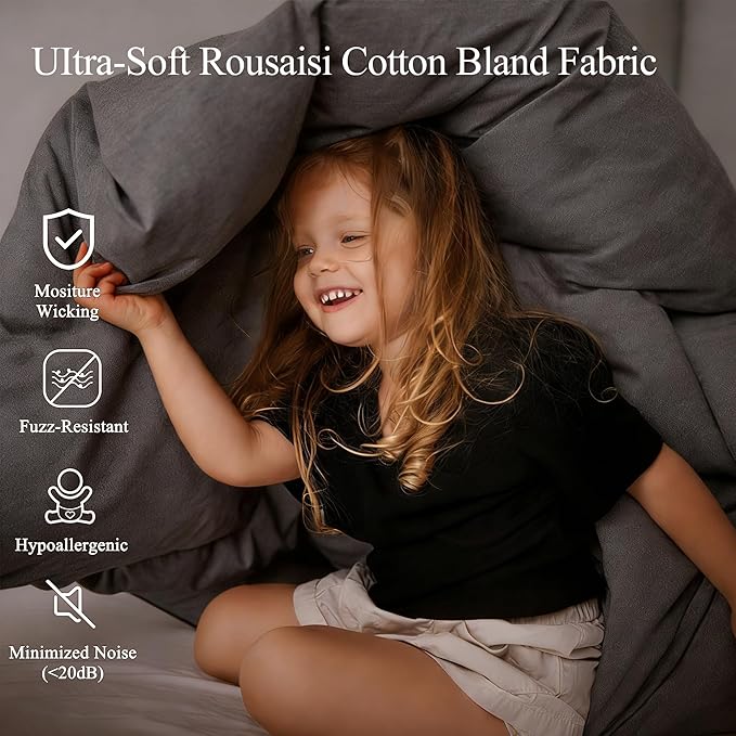 Grey Feather Down Comforter King Size,Premium Ultra-Soft Breathable Comforter High Fill Power Grey Duvet Insert,All Season Hotel Luxury Bedding Comforters 8 Corner & Center Loops,Baffle Box Design
