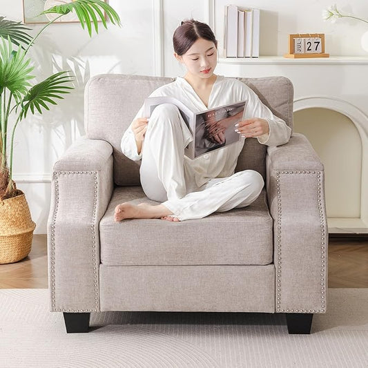 Oversized Accent Chair with Seat Storage,Comfy Living Room Chairs with Armrest Organizer,Oversize Armchair,Upholstered Big Reading Chair,Single Sofa Chair for Bedroom,Velvet,Khaki