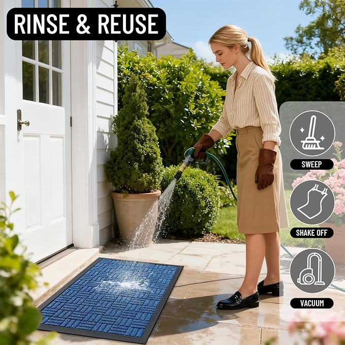 OLANLY Front Door Mat Outside Entrance 47x23, Absorbent, Heavy Duty Sturdy Natural Rubber Doormat Indoor Outdoor, Non-Slip, Stain and Fade Resistant, Low Profile Floor Mat for Entryway, Ocean Blue - Image 7
