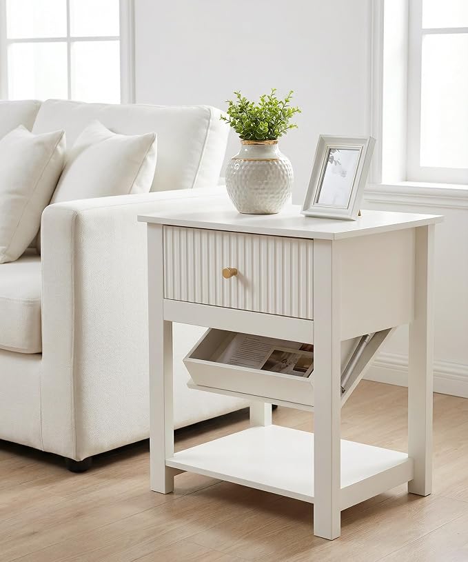 Night Stand with Gun Drawer, White Wood Bedside Table, Modern Farmhouse Side Table Bedroom Gun Safe with Hidden Compartment, Handgun Safe for Nightstands Simple Aesthetic End Table - Image 8