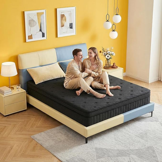 14″ King Hybrid Mattress – Cooler, Quieter & Deeper Comfort, Airflow Foam + Pocket Coils, 2″+ Plush Cushion, Heavy-Duty Support, CertiPUR-US, Fiberglass-Free, Mattress in a Box