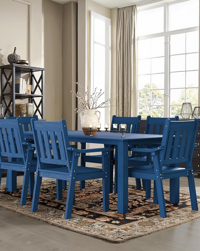 YEFU Patio Dining Chairs Set of 4: All Weather Outdoor Dining Chairs with Wide Curved Seat and Backrest - Outdoor Furniture Plastic for Outside Backyard/Garden/Porch/Deck 350lbs Capacity Blue - Image 6