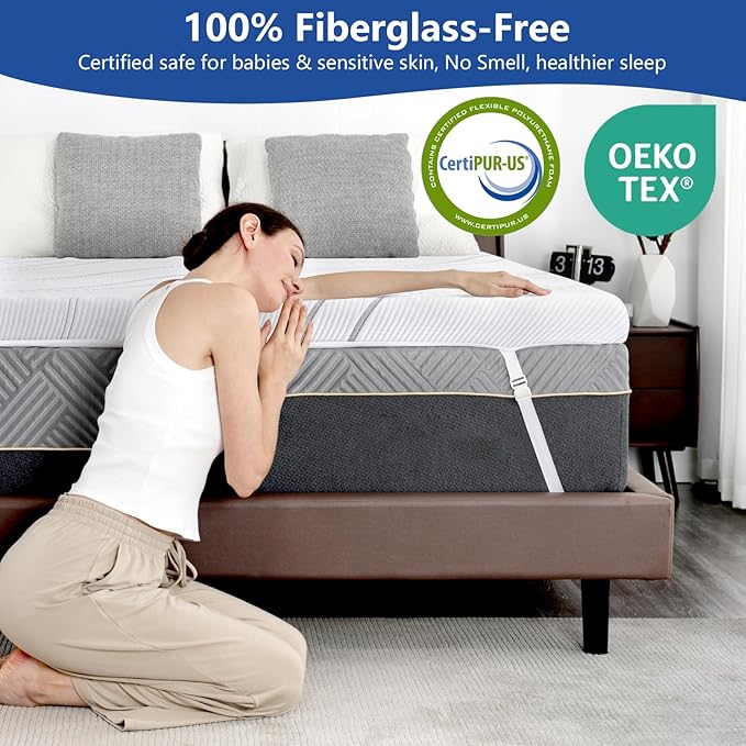 Ultra Firm Mattress Topper Queen Size, 3 Inch Extra Firm Mattress Pad for Pain Relief, High Density Support Bed Topper with Removable & Washable Cover, CertiPUR-US, No Smell