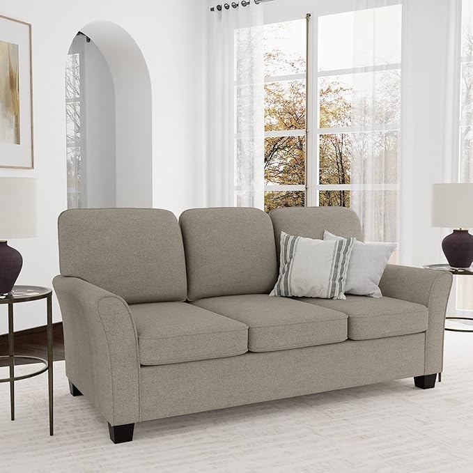 Hillsdale Lorena Modern Upholstered Sofa Fabric Couch, Greige