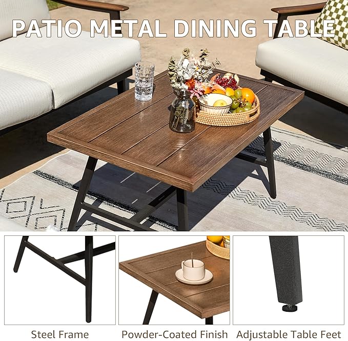 NATURAL EXPRESSIONS 5 Pieces Patio Furniture Set, Outdoor Furniture Sofa Sectional Modern Metal Patio Conversation Set with High Back Wicker Backrest & Loveseat for Balcony, Backyard, Deck, Porch