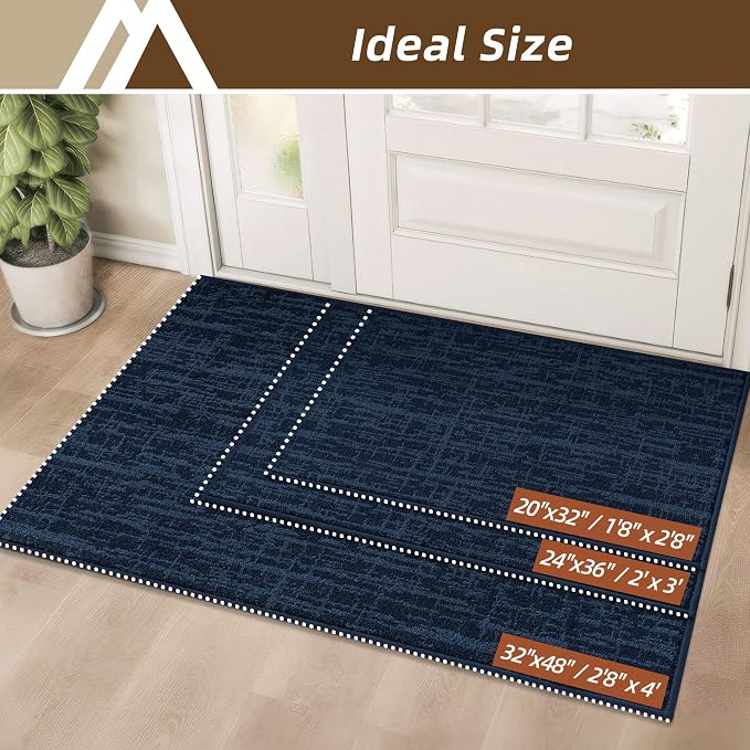 COSY HOMEER-Door-Mat Dirt Trapper Entryway Rugs 20"x32" Non Slip Washable Entrance Mats Absorbent Welcome Mat Low Profile Dog Door Mats for Front Back Doomats and Wet Shoes,Navy Blue - Image 7